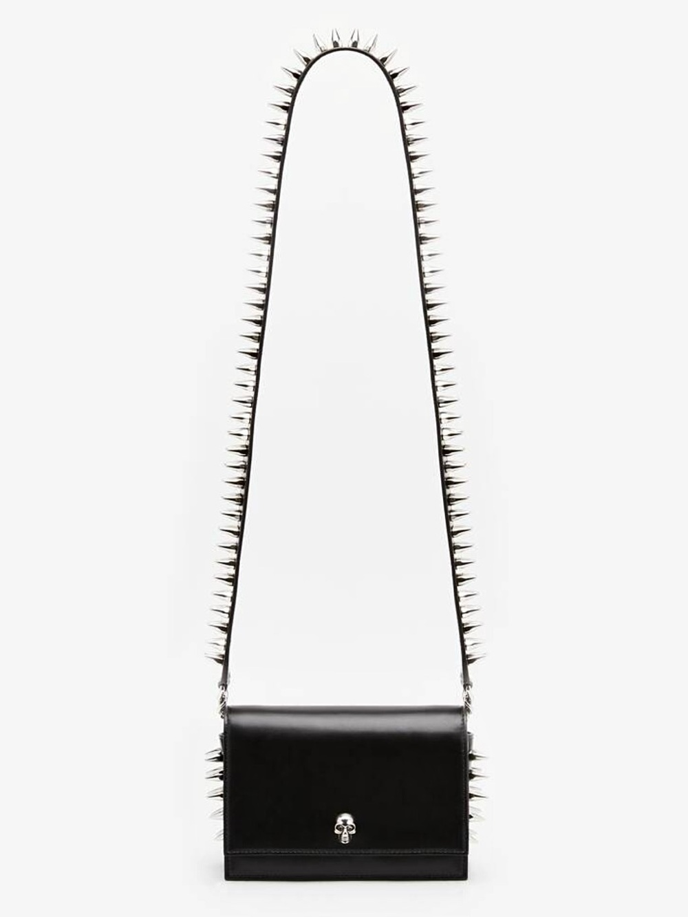 ALEXANDER MCQUEEN ‘Small Skull Biker Bag’ w/Studded Strap in Black Nappa Leather